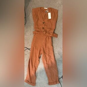 Sleeveless Belted Rust Jumpsuit by Lush